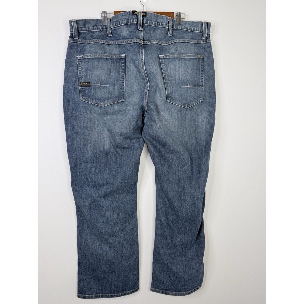 Ariat Jeans Mens 42x30 Blue Rebar M4 Low Rise Boot Cut Workwear Denim Loop Lock - Picture 4 of 7
